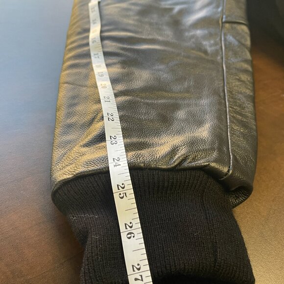 Stewart & Strauss (The Jacket Shop) Men's Black Wool & Leather Varsity Jacket XL - Picture 11 of 13